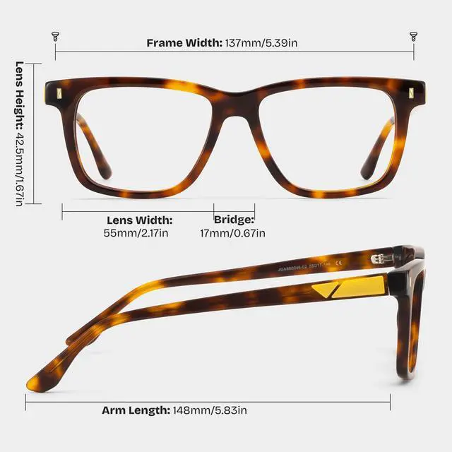 Alt view image 5 of 5 - Zeelool Glasses Frame for Women Men, Rectangle Eyeglasses Eyewear Frame with Clear Lens & Metal Hinges Travis ZJGA880046-02
