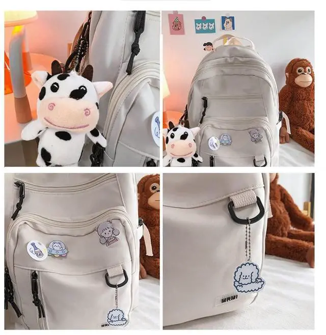 Alt view image 5 of 5 - SPORTBANG Cute Aesthetic Backpack for teen girls middle school Bag Student Laptop White Backpacks With Cute pin accessories (White, One Size)