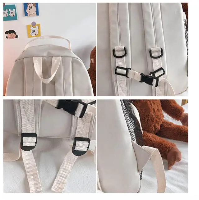 Alt view image 4 of 5 - SPORTBANG Cute Aesthetic Backpack for teen girls middle school Bag Student Laptop White Backpacks With Cute pin accessories (White, One Size)