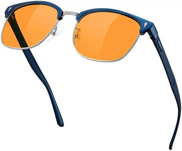 Main image of BIRCEN Blue Light Gaming Glasses: Al-Mg Metal Orange Bluelight Blocking Computer Glasses for Men Women Anti Eyestrain on Office & Home