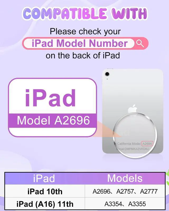 Alt view image 2 of 5 - Boaretiu for iPad A16 Case/10th Generation Case - Girls Teens Cute Cartoon Rainbow Unicorn 10.9 Inch 2022 Tablet Cover with Strap & Rotating Stand Soft 3D Silicone Funda for iPad 11th 11 Inch 2025