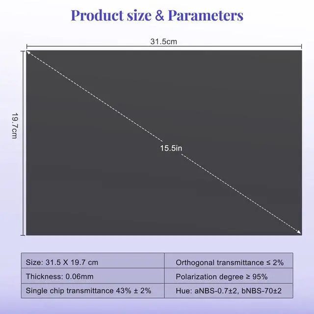 Alt view image 5 of 5 - Venivhore OLED Display Screen Polarizing Film, Thickness 0.1mm 2 Pack Adhesive OLED Polarizing Film, 7.7 x 12.4 in, Suitable for Repair and Replacement of OLED Displays Under 15.5 in