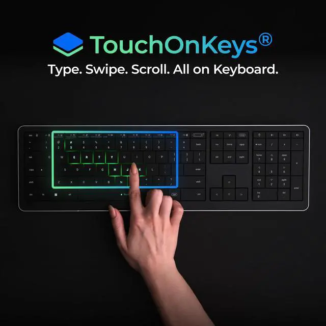Alt view image 2 of 5 - Clevetura CLVX 1 Wireless Touchpad Keyboard | Bluetooth & USB-C | Low Profile, RGB Backlit, Touch Sliders, Quiet Scissor Keys | Compatible with Windows/Linux/MacOS | Ergonomic Typing
