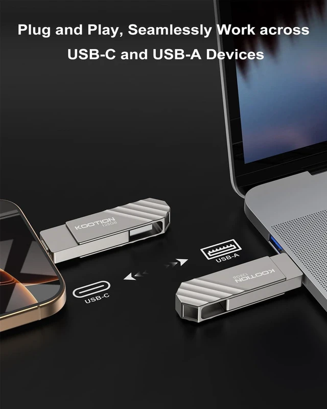 Alt view image 3 of 5 - KOOTION 128GB USB Solid State Dual Drive with 3.2 Gen 1 Up to 450 MB/S
