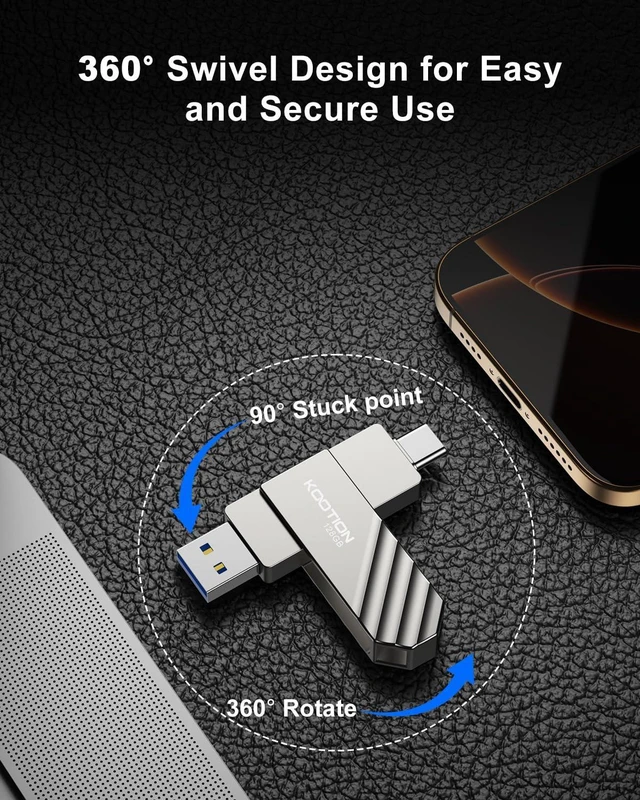 Alt view image 4 of 5 - KOOTION 128GB USB Solid State Dual Drive with 3.2 Gen 1 Up to 450 MB/S