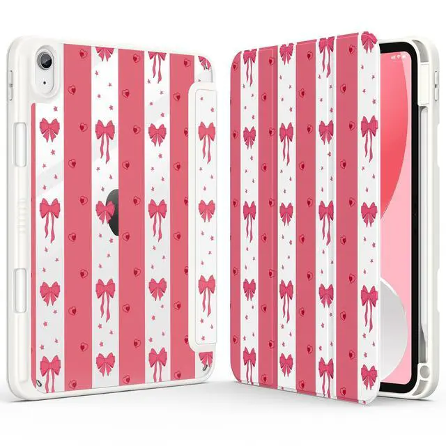 Main image of Supveco Cute Case for iPad A16 11th Generation 11 inch (2025),iPad 10th Generation 10.9 inch (2022),Clear Trifold Stand Protective Cover with Pencil Holder,Auto Wake/Sleep, Watermelon-Bow