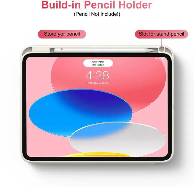 Alt view image 3 of 5 - Supveco Cute Case for iPad A16 11th Generation 11 inch (2025),iPad 10th Generation 10.9 inch (2022),Clear Trifold Stand Protective Cover with Pencil Holder,Auto Wake/Sleep, Watermelon-Bow
