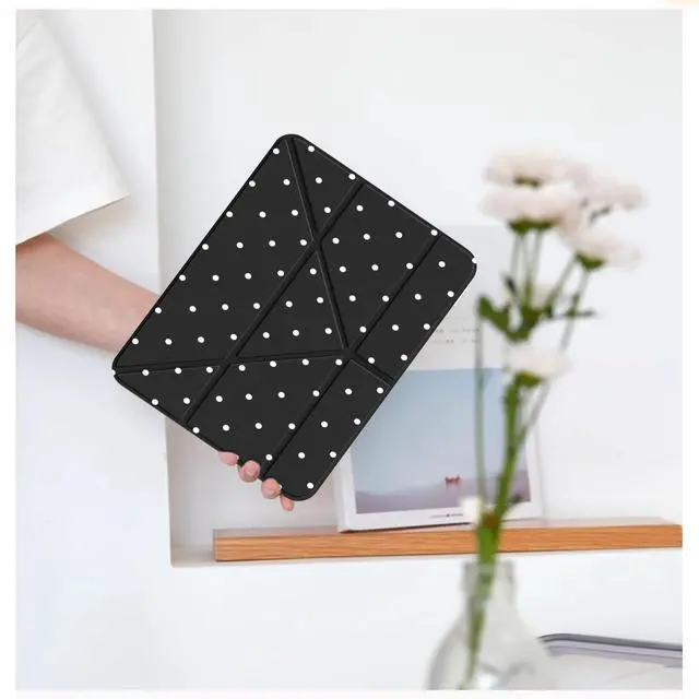 Alt view image 2 of 5 - BlHMCASE Cute White Polka Dot for iPad Pro 11 Inch Case (M5/M4) 2025/2024 with Pencil Holder, Auto Sleep/Wake, Black Leather Acrylic Back Detachable Cover