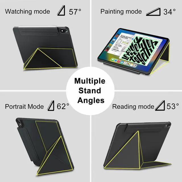 Alt view image 4 of 5 - Wonzir for iPad Air 11 Inch Case M4/M3/M2(2026&2025&2024)Slim Powerful Magnetic iPad Air 5/4th Case 10.9 Inch,4 Standibg Angles,Vertical Stand Cover,with Auto Wake/Sleep and with Pencil Holder - Black