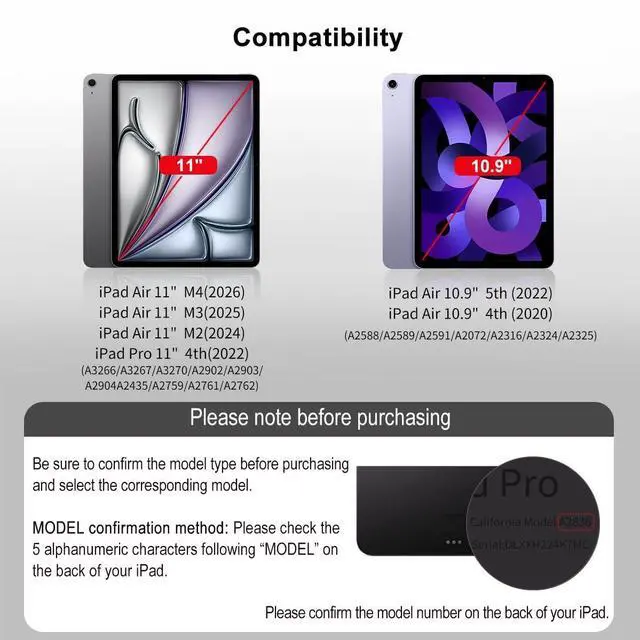 Alt view image 2 of 5 - Wonzir for iPad Air 11 Inch Case M4/M3/M2(2026&2025&2024)Slim Powerful Magnetic iPad Air 5/4th Case 10.9 Inch,4 Standibg Angles,Vertical Stand Cover,with Auto Wake/Sleep and with Pencil Holder - Black