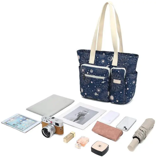 Alt view image 2 of 5 - SANFAN Women Tote Bag With Muti-Pockets,Lightweight Shoulder Bag,Large Capacity Handbag for Travel, Work, Gym (Sol de Mayo)