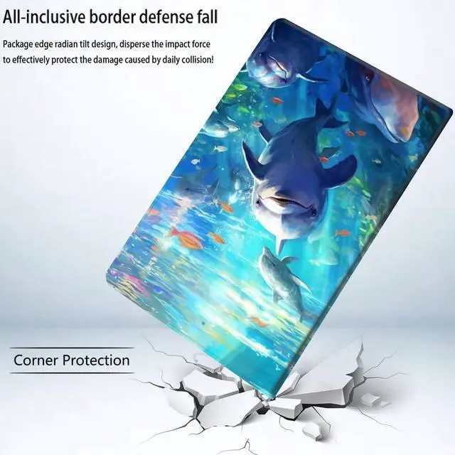 Alt view image 3 of 5 - Bxgolkgd Tablet Case for iPad 10.5 Inch (iPad Air 3rd 2019/iPad Pro 2017),Shockproof Stand Cover with Heat Dissipation,Auto Wake/Sleep Function,Cute Dolphin