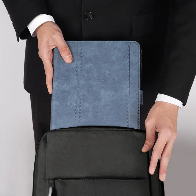 Alt view image 5 of 5 - AsileCuir Handmade Case for iPad Pro 11 Inch (M5/M4) 2025/2024 with Pencil Holder Pocket,Magnetic Closure,Auto Sleep/Wake,Vegan Leather Folio Protective Cover,Multi Angles Stand,Light Blue