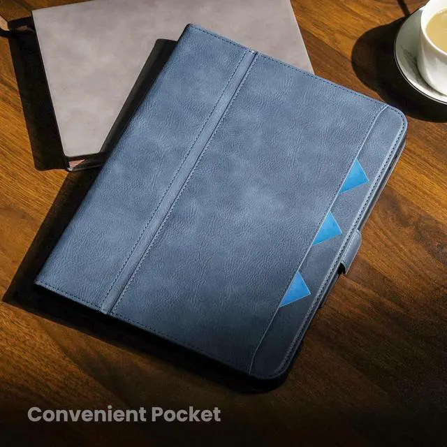 Alt view image 4 of 5 - AsileCuir Handmade Case for iPad Pro 11 Inch (M5/M4) 2025/2024 with Pencil Holder Pocket,Magnetic Closure,Auto Sleep/Wake,Vegan Leather Folio Protective Cover,Multi Angles Stand,Light Blue