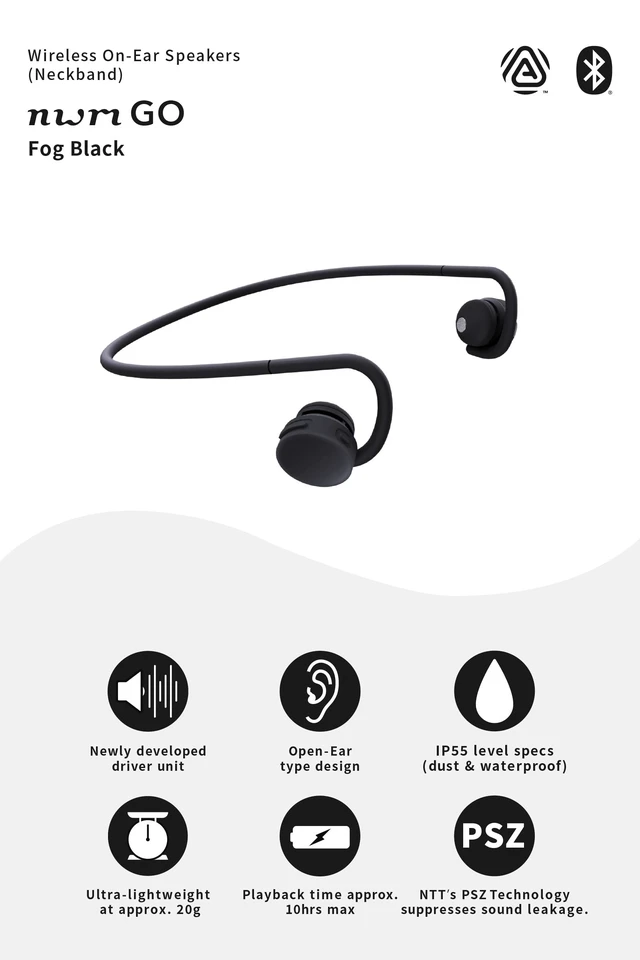 Alt view image 4 of 5 - nwm GO Wireless On-Ear Speakers (Open Ear Earphones) Fog Black