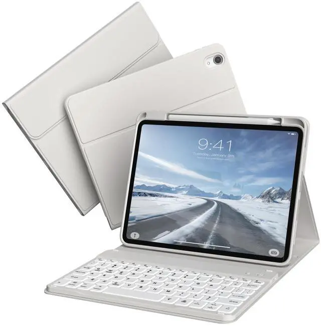 Main image of KVTVOU for iPad 11th 10th Generation Case with Keyboard - 7 Colors Backlit Detachable Wireless Folio Keyboard Cover with Pencil Holder for iPad 11 inch A16 2025 10th Gen 10.9 Inch 2022, Gray