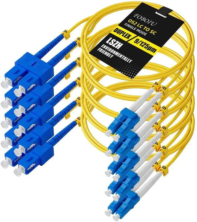 Main image of Foboiu 5 Pack OS2 SC to LC Fiber Patch Cable 1mSingle Mode Duplex Fiber Optical Patch Cables Singlemode SMF LC UPC/UPC, 9/125um, LZSH, 1G/10GB Yellow Jumper Cord 1 Meter(3.3ft)