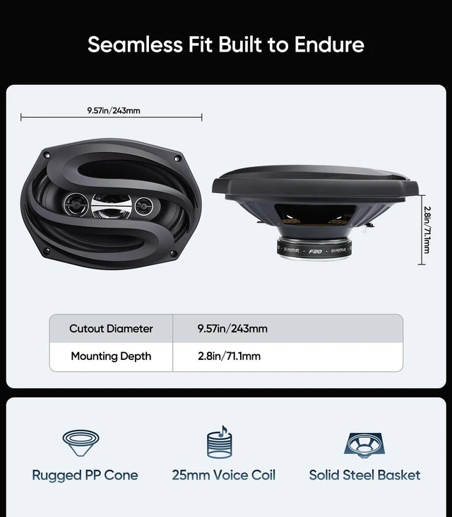 Alt view image 5 of 5 - 6x9" 4-Way Car Audio Door Speakers (Pair) for F-150/F-250/F-350/F-450