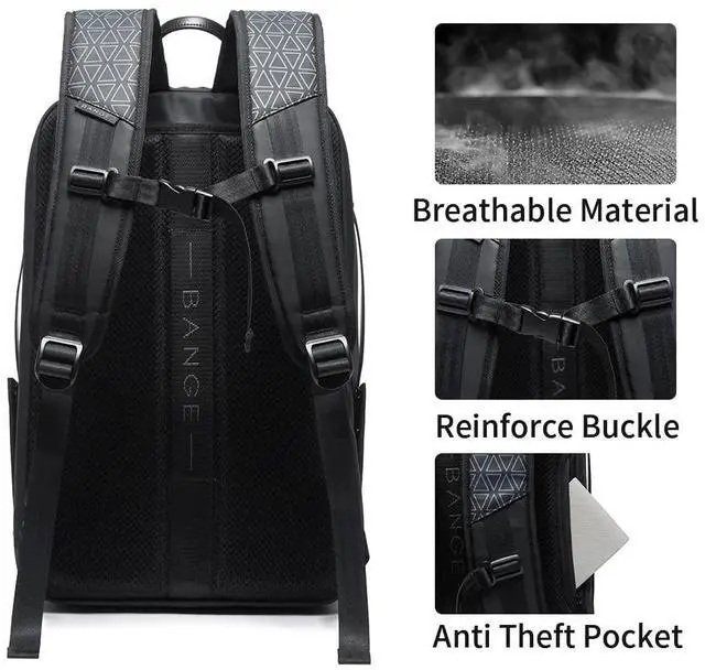 Alt view image 5 of 5 - BANGE 45L Expandable Travel Backpacks,Weekender Carry On Backpack, Flight Approved Business Backpack for 17.3inch Laptop