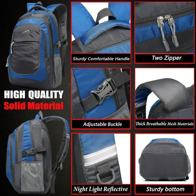 Alt view image 3 of 5 - ProEtrade Extra Large Backpack Bookbag for College Travel Laptop Business Hiking Backpack Fit Laptop Up to 17 Inch Sturdy Multi Compartment Gifts for Men Women Night Light Reflective (Light Blue)