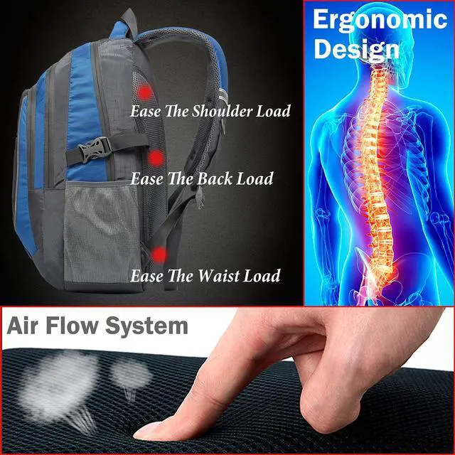 Alt view image 5 of 5 - ProEtrade Extra Large Backpack Bookbag for College Travel Laptop Business Hiking Backpack Fit Laptop Up to 17 Inch Sturdy Multi Compartment Gifts for Men Women Night Light Reflective (Light Blue)