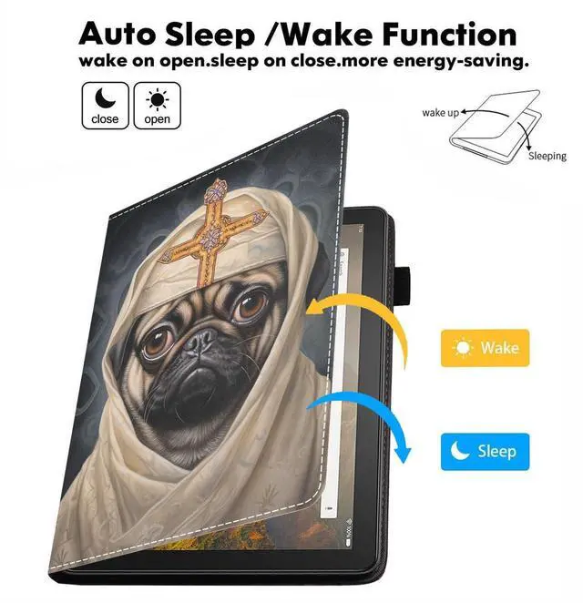 Alt view image 4 of 5 - stmedazm Case for All-New Fire Max 11 Tablet (11 Inch, 13th Generation, 2023 Release), Premium PU Leather Stand Cover with Auto Wake/Sleep - Funny Pug