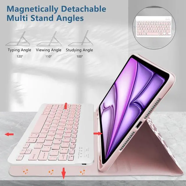 Alt view image 3 of 5 - TopPerfekt for iPad Air 11-inch M2 2024/M3 2025 Keyboard Case, Pro 11 (4th, 3rd, 2nd, 1st Gen 2022/2021/2020/2018) Detachable,Pencil Holder for iPad Air 4/5th 2020/2022 10.9" - Cow Brown
