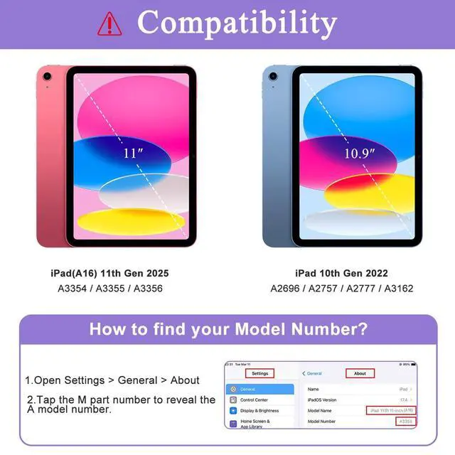 Alt view image 2 of 5 - Supveco Case for iPad (A16) 11th Generation 11 inch (2025),iPad 10th Generation 10.9 inch (2022) with Pencil Holder,Premium Folio Stand Case with Soft TPU Back Cover,Auto Wake/Sleep-Lilac Bows