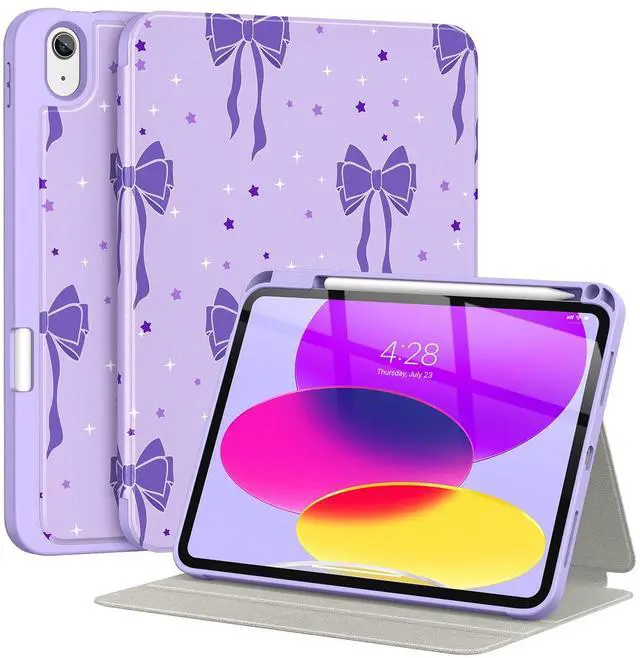 Main image of Supveco Case for iPad (A16) 11th Generation 11 inch (2025),iPad 10th Generation 10.9 inch (2022) with Pencil Holder,Premium Folio Stand Case with Soft TPU Back Cover,Auto Wake/Sleep-Lilac Bows