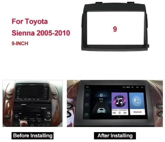 Alt view image 2 of 5 - Fits for Toyota Sienna 2006-2010 Car Radio Stereo Fascia Frame Double DIN 9 inch Dash Installation Mounting Kit