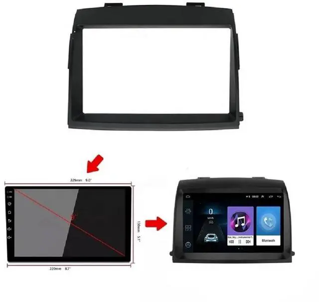 Alt view image 3 of 5 - Fits for Toyota Sienna 2006-2010 Car Radio Stereo Fascia Frame Double DIN 9 inch Dash Installation Mounting Kit