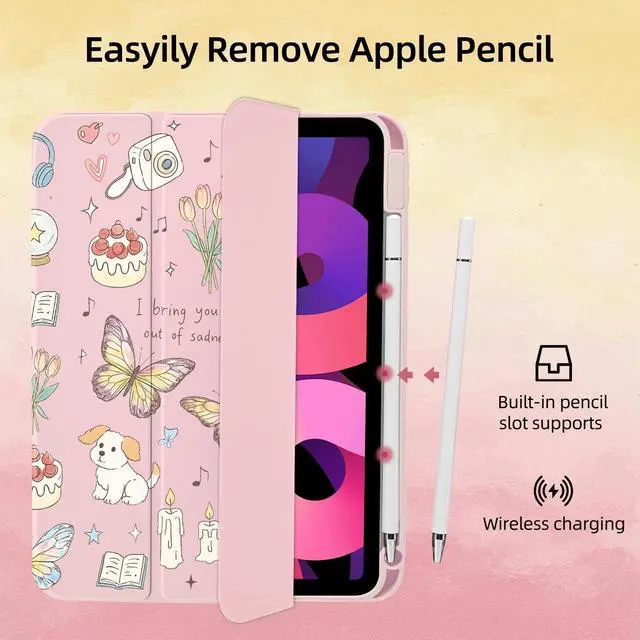 Alt view image 3 of 5 - Idocolors Case for iPad 10th/11th Gen (2022/2025 A16 Chip) 10.9", Shockproof Cover Clear Transparent Back Shell with Pencil Holder, Auto Wake/Sleep Case for Women Girls, Cute Animals-Pink