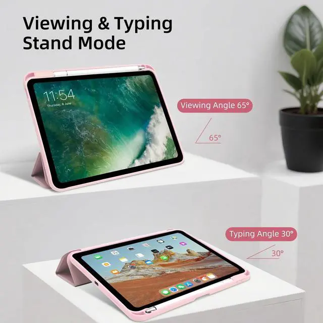 Alt view image 5 of 5 - Idocolors Case for iPad 10th/11th Gen (2022/2025 A16 Chip) 10.9", Shockproof Cover Clear Transparent Back Shell with Pencil Holder, Auto Wake/Sleep Case for Women Girls, Cute Animals-Pink