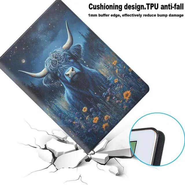Alt view image 2 of 5 - ZXYBNMLE Case for iPad 9.7 Case (6th/5th Gen), Protective Tablet Cover with Adjustable Stand and Magnetic Auto Wake/Sleep,Cute Highland Cow
