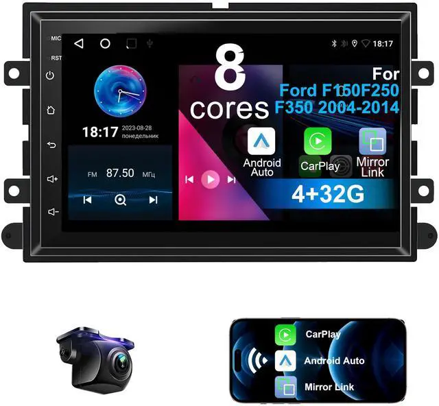 Main image of 8 Core 4+32G Android 13 Car Radio for Ford F150/F250/F350 2004-2014, Wireless CarPlay Android Auto with 7 Inch 1024x600 IPS Touchscreen Stereo Player Support/Backup Camera/AM/FM/RDS, AUX, DSP,