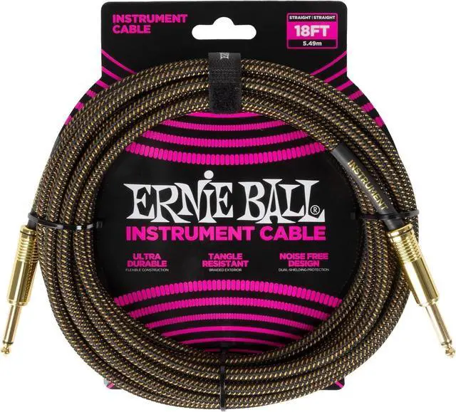Alt view image 2 of 3 - Ernie Ball Braided Instrument Cable Set Straight/Straight Length 18ft in Pay Dirt (P06432) - Pack of 2
