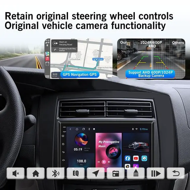 Alt view image 5 of 5 - 8 Core 4+32G Android 13 Car Radio for Ford F150/F250/F350 2004-2014, Wireless CarPlay Android Auto with 7 Inch 1024x600 IPS Touchscreen Stereo Player Support/Backup Camera/AM/FM/RDS, AUX, DSP,