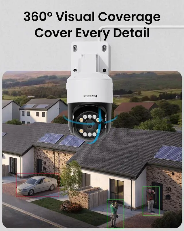 Alt view image 2 of 4 - ZOSI 2Pack C296 4K 8MP PoE IP Pan/Tilt Add-on Security Camera with Ethernet Cable, AI Human Face Vehicle Pet Detection, Starlight Color Night Vision, 2-Way Talk, Auto Tracking, Work with Our PoE NVR