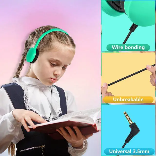 Alt view image 3 of 5 - ZXQZYM Bulk Classroom Headphones 50 Pack for Students and Kids, Comfortable Wired On-Ear Headphones for School,Libraries,Computer Labs, 3.5mm Plug Multi-Color