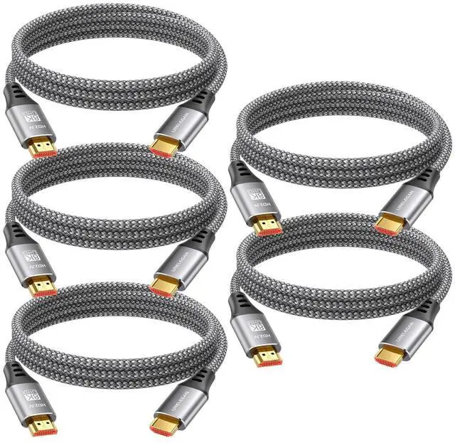 Main image of URELEGAN 3FT HDMI Cable 8K 5-Pack, High Speed HDMI Cord 4K@120Hz/144Hz, 8K@60Hz, HDMI 2.1 Support eARC, HDCP2.3/2.2, HDR10+ for KVM, Fire TV Stick, PS5, Xbox, LG, Roku, Switch, Portable Monitor