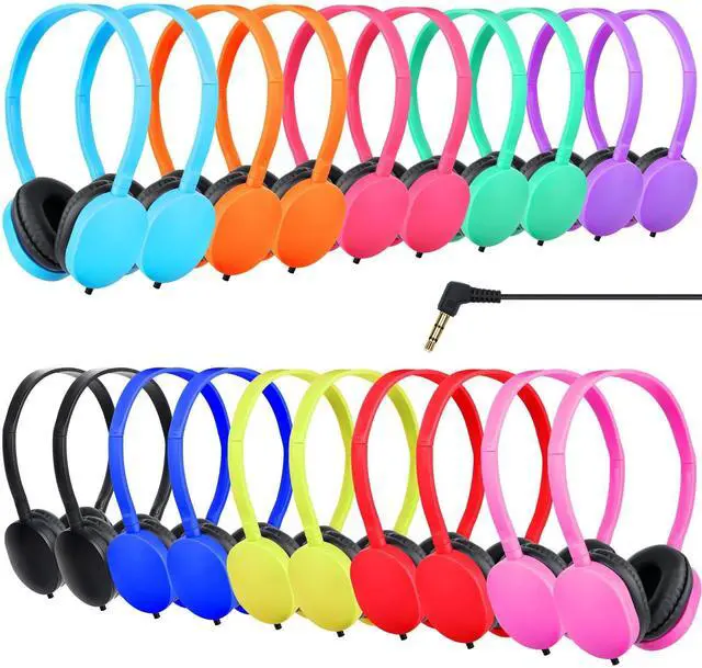 Main image of ZXQZYM Bulk Classroom Headphones 50 Pack for Students and Kids, Comfortable Wired On-Ear Headphones for School,Libraries,Computer Labs, 3.5mm Plug Multi-Color