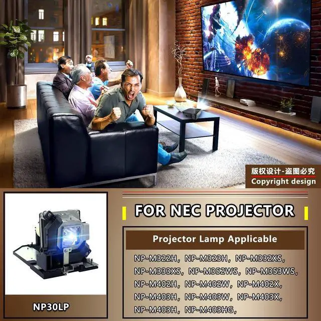 Alt view image 2 of 5 - Aurabeam MOLVGOC NP30LP Projector Lamp Bulb for NEC M322H M332XS M352WS M353WS M402W M402X M403H M403W M403X NP-M403H M402H