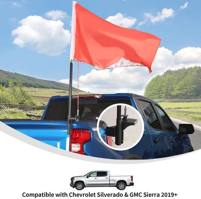 Alt view image 3 of 5 - Linskip Heavy Duty CB & Flagpole Bracket Compatible with Chevrolet Silverado & GMC Sierra 2019+, Silverado cb Antenna Mount, Silverado Exterior Accessories(Right)