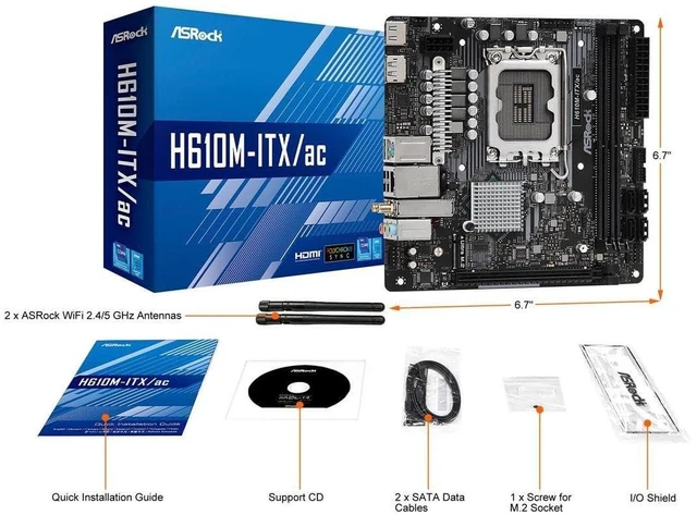 Alt view image 3 of 3 - ASRock H610M/AC Supports 13th Gen & 12th Gen and Next gen Intel Core Processors (LGA1700)