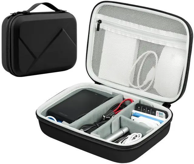 Main image of miloocul EVA Electronic Accessories Storage Case Large Shockproof Waterproof Storage Bag for Electronics Organizer Portable Cable Storage Bag for Travel or Work (Black, Single Layer)