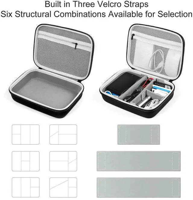 Alt view image 3 of 5 - miloocul EVA Electronic Accessories Storage Case Large Shockproof Waterproof Storage Bag for Electronics Organizer Portable Cable Storage Bag for Travel or Work (Black, Single Layer)