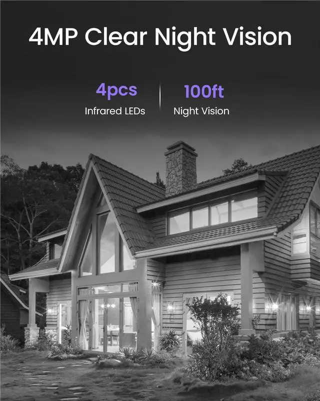 Alt view image 5 of 5 - Loocam 4MP PoE IP Camera Outdoor Indoor, Bullet Surveillance Cameras for Home Security, Smart Human/Vehicle Detection, IR Night Vision, Built-in Mic, IP66 Weatherproof, Compatible NVR Security System