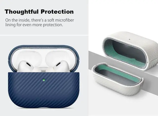 Alt view image 5 of 5 - Haobobro Leather Case - for AirPods Pro 3 Case Cover - Selected Skin-Friendly Leather, with Carbon Fibre Texture, Handmade Drop Protective Hard Cover for AirPods Pro 3rd Generation