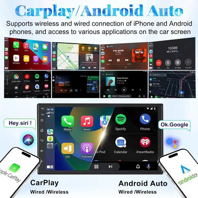 Alt view image 3 of 5 - 4+64G Car Stereo for Nissan Frontier 1998-2008, 350Z 2003-2009, Sentra 2007-2012, 7'' QLED Touch Screen Car Radio with Carplay Android Auto, Bluetooth, Backup Camera, FM/AM RDS Radio, GPS, WiFi