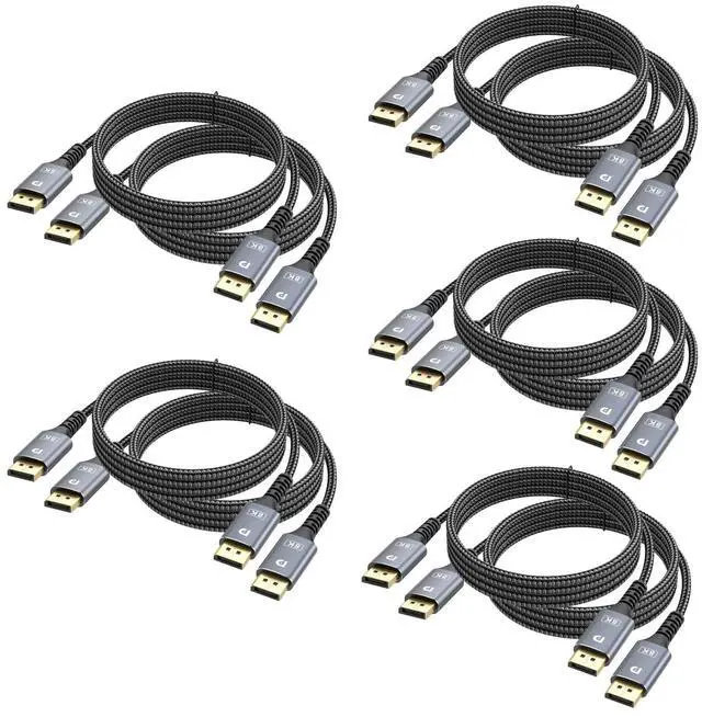 Main image of UKYEE 8K Displayport 1.4 Cable 8K@60HZ Nylon Cable 6.6FT 10-Pack
